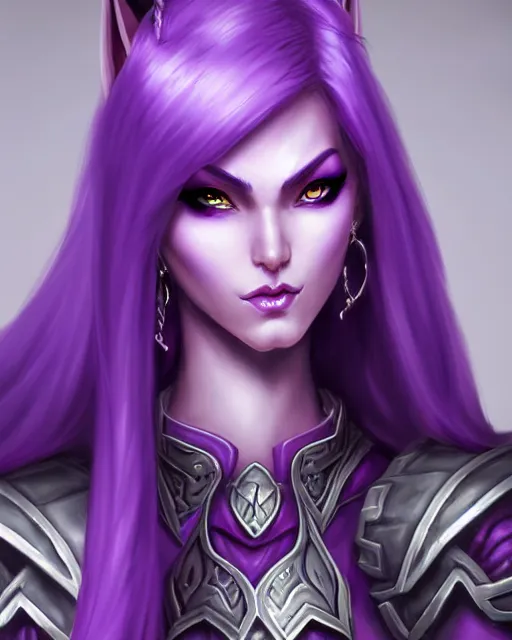 Image similar to character concepta beautiful and strong purple female warrior night elf | | cute - fine - face, world of warcraft, pretty face, realistic shaded perfect face, world of warcraft, fine details by stanley artgerm lau, wlop, rossdraws, james jean, andrei riabovitchev, marc simonetti, and sakimichan, trending on artstation