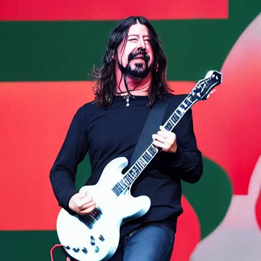 Image similar to dave grohl wearing the chinese flag as an outfit