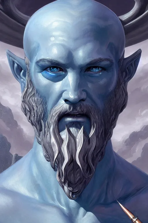 Image similar to poseidon humanoid god of the sea, trident, highly detailed, d & d, fantasy, highly detailed, digital painting, trending on artstation, concept art, sharp focus, illustration, art by artgerm and greg rutkowski and magali villeneuve