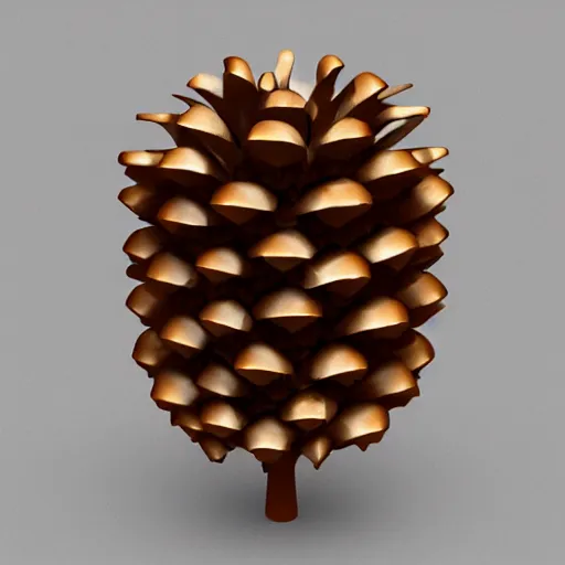 Image similar to poorly rendered 3 d anthromorphic pinecone