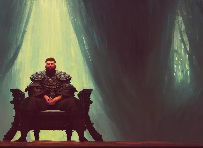 Prompt: wide view picture of a lord sitting on the thrones, lighting eyes, magic and fantasy, floating, highly detailed face, specular reflection, occlusion shadow, intricate, bokeh, masterpiece, by ilya kuvshinov and jeremy lipking and quentin mabille