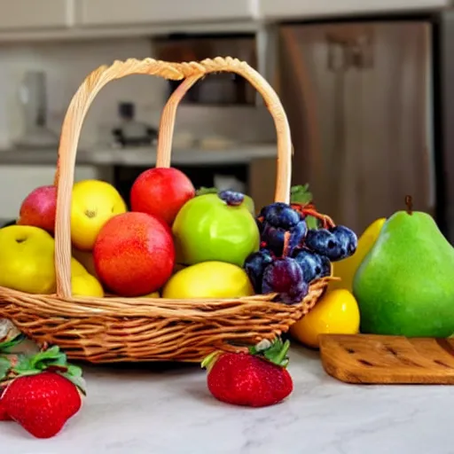 Image similar to a fruit basket on top of a kitchen table