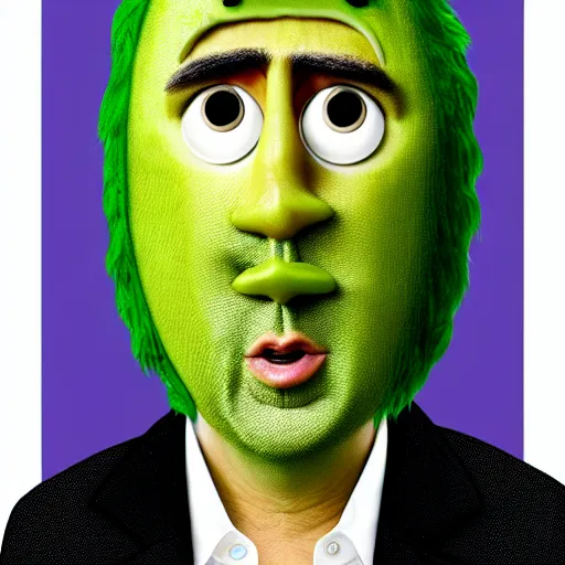 Image similar to Nicolas Cage as a pickle man known as picolas cage