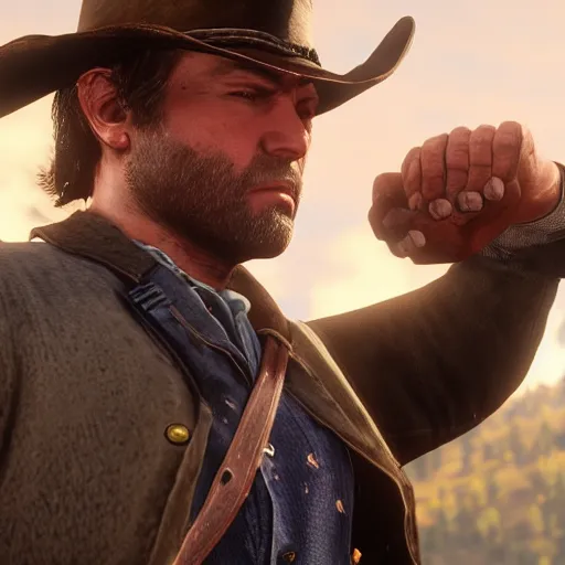 Prompt: arthur morgan from red dead redemption 2 punching micah bell in the face