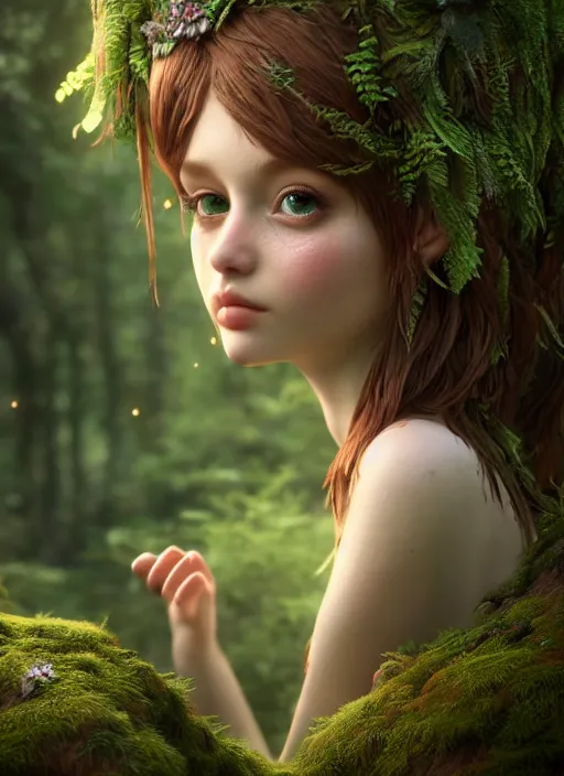 Prompt: cute forest fairy ultra realistic, concept art, intricate details, highly detailed, photorealistic, octane render, 8 k, unreal engine,