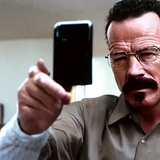 Prompt: walter white taking a selfie with pablo escobar, hd 4 k photo