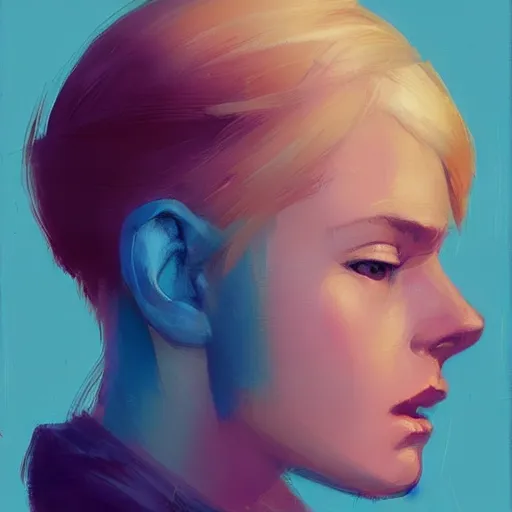 Image similar to Beautiful girl with a blond hair and blue eyes profile picture by Greg Rutkowski, asymmetrical, Organic Painting , Matte Painting, geometric shapes, hard edges, street art, trending on the artstation, realistic:2 by Sachin Teng:4, blur: -4