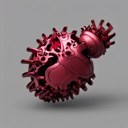 Prompt: a biomechanical raspberry made of metal, reflective, octane render