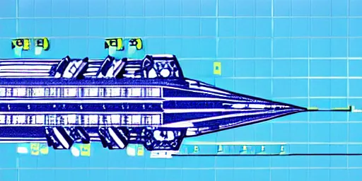 Image similar to very intricate blueprint schematics of the barbie imperial space cruiser