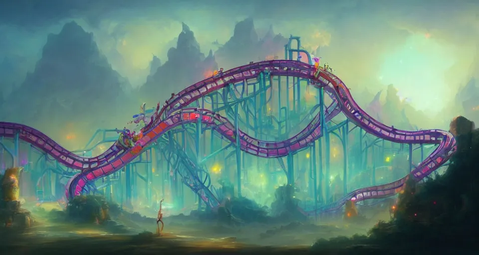 a roller coaster with Pastel coloring by peter Stable Diffusion