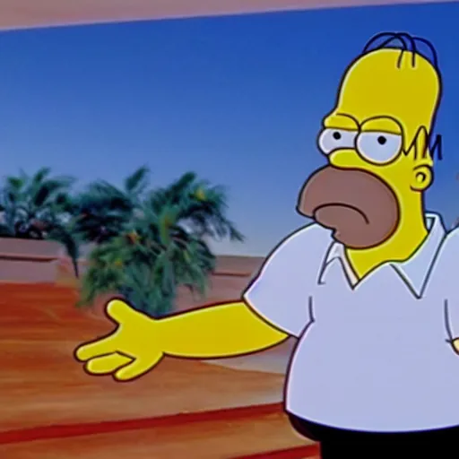 Image similar to a still photo of the real homer simpson