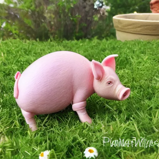 Image similar to beautiful miniature piglet wearing a sunhat, piggy, baby animal, cute, adorable, summer, garden