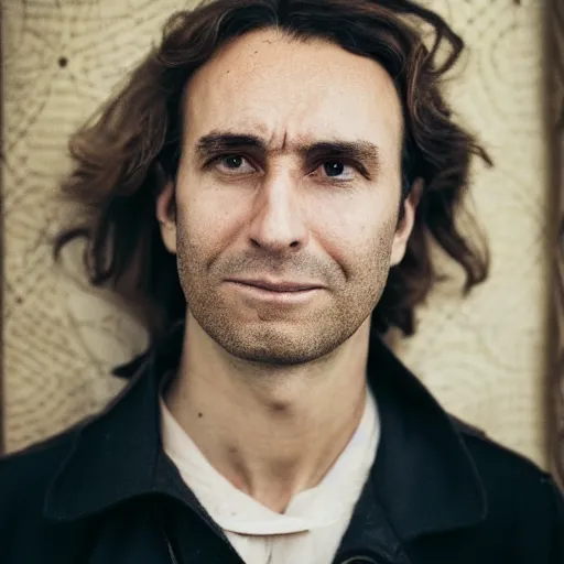 Prompt: portrait of a beautiful white Colombian male with brown hair By Emmanuel Lubezki