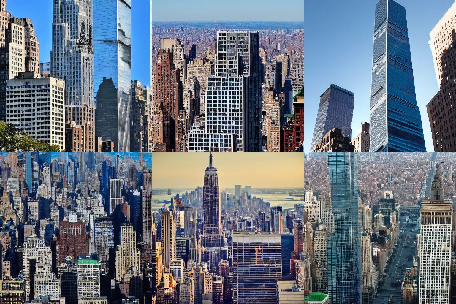 Prompt: New York city, with one skyscraper in the shape of a DNA strand.