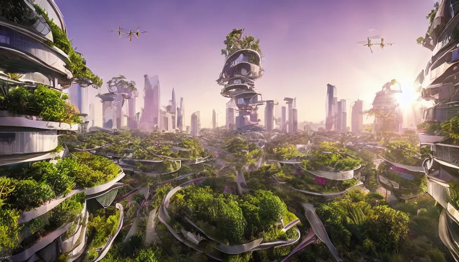 solarpunk,city, green,plants, buildings, art nouveau, concept ar 