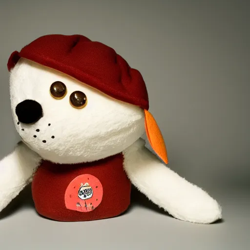 Image similar to A homemade plushie, representing Ed Harris, studio lighting, F 1.4 Kodak Portra