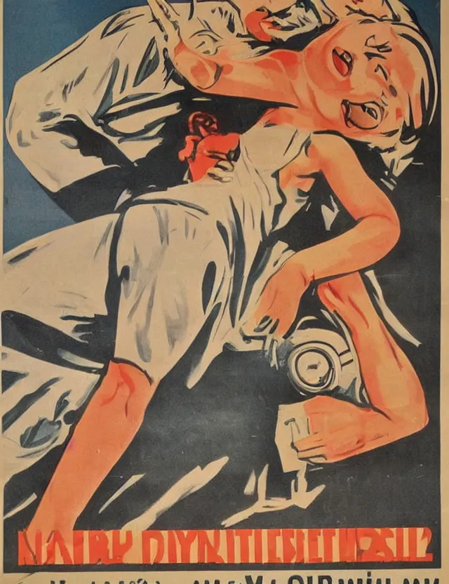 Prompt: a german propaganda poster during ww 2, advising you to be quiet