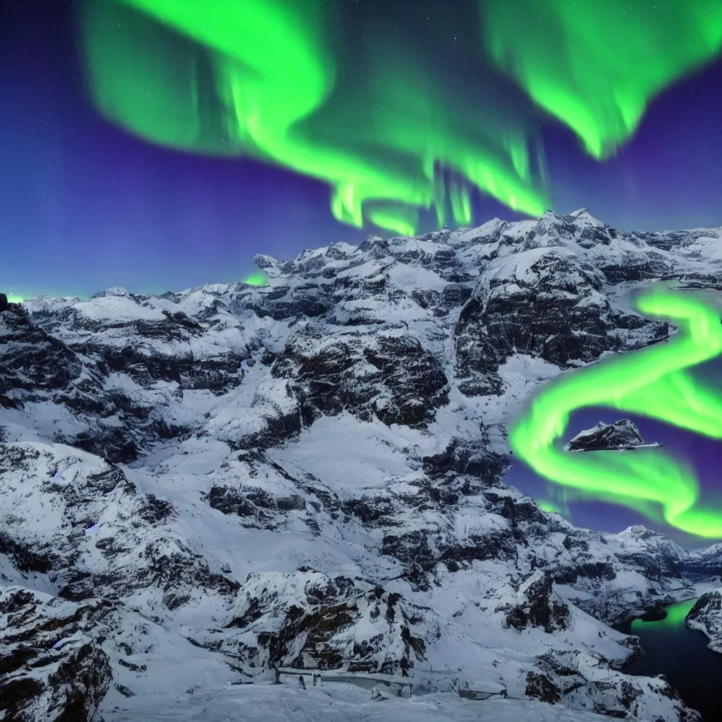 Prompt: Amazing Switzerland landscape with Northern lights