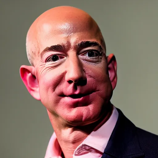 Image similar to jeff bezos with lush, pink hair