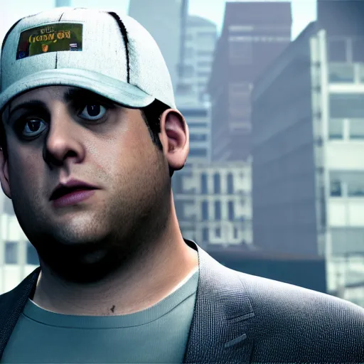 Prompt: jonah hill as lester gta 5, 4k, video game,