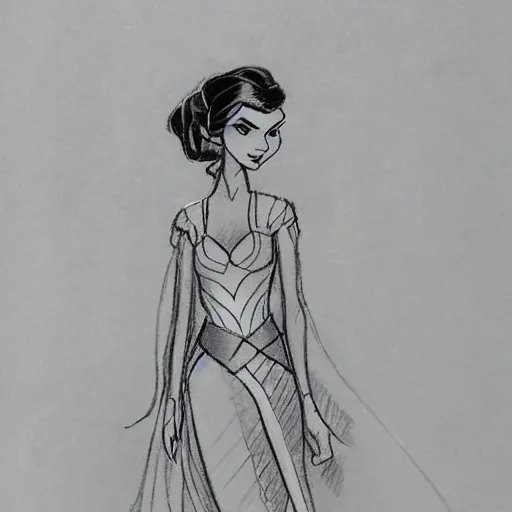 Image similar to milt kahl sketch of victoria justice as princess padme from star wars episode 3