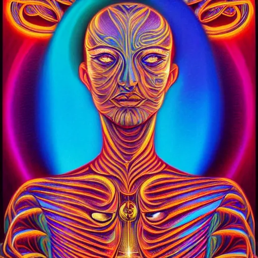 Image similar to the sacred feminine by alex grey, digital visionary art