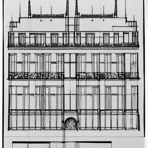 Image similar to Architectural plan of an art nouveau house in Brussels designed by Victor Horta.