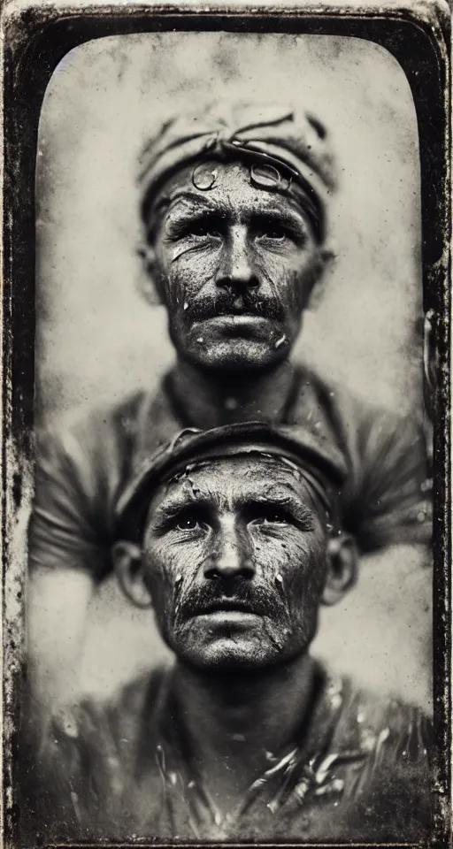 Image similar to a highly detailed wet plate photograph, a portrait of a sailor