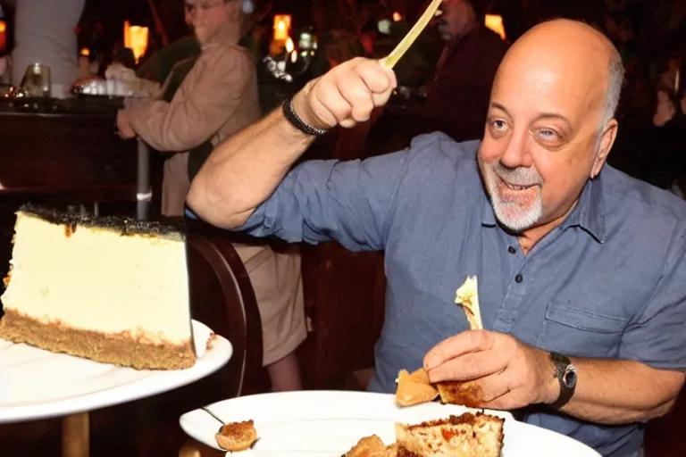 Prompt: billy joel eating cheesecake at disney world