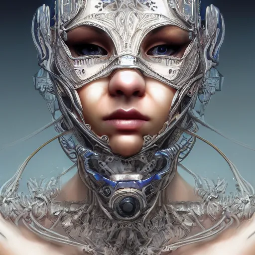 Image similar to Very very very very highly detailed epic photo of face with venetian mask, intricate, dystopian, sci-fi, extremely detailed, digital painting, artstation, concept art, smooth, sharp focus, illustration, intimidating lighting, incredible art by Artgerm