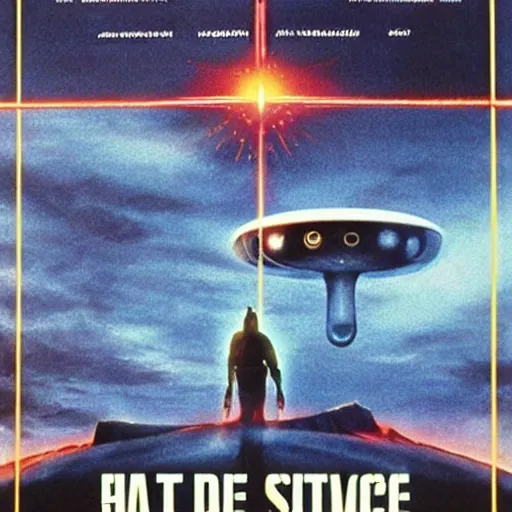 Prompt: movie poster of a scifi film from 1990's