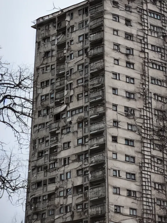 Prompt: soviet apartment building, photo, full shot