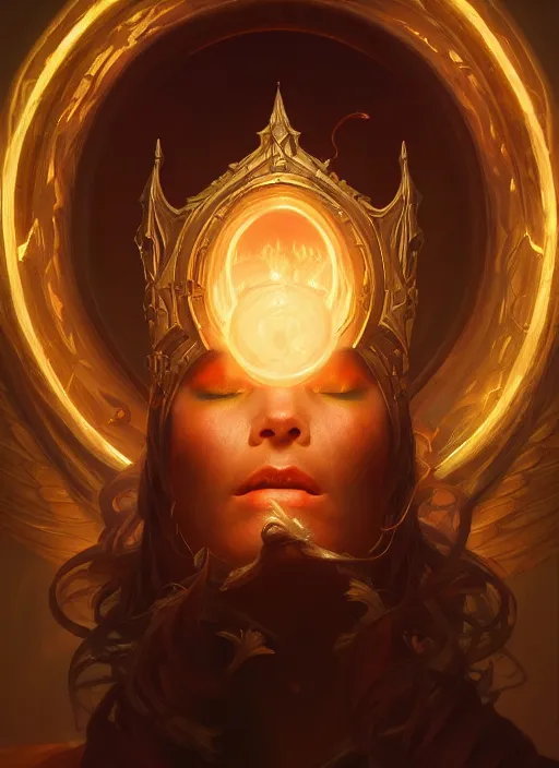 Image similar to portrait of god of death, fantasy, glowing lights!! intricate, elegant, highly detailed, artstation, concept art, smooth, sharp focus, hearthstone, illustration, art by artgerm and greg rutkowski and alphonse mucha, 8 k