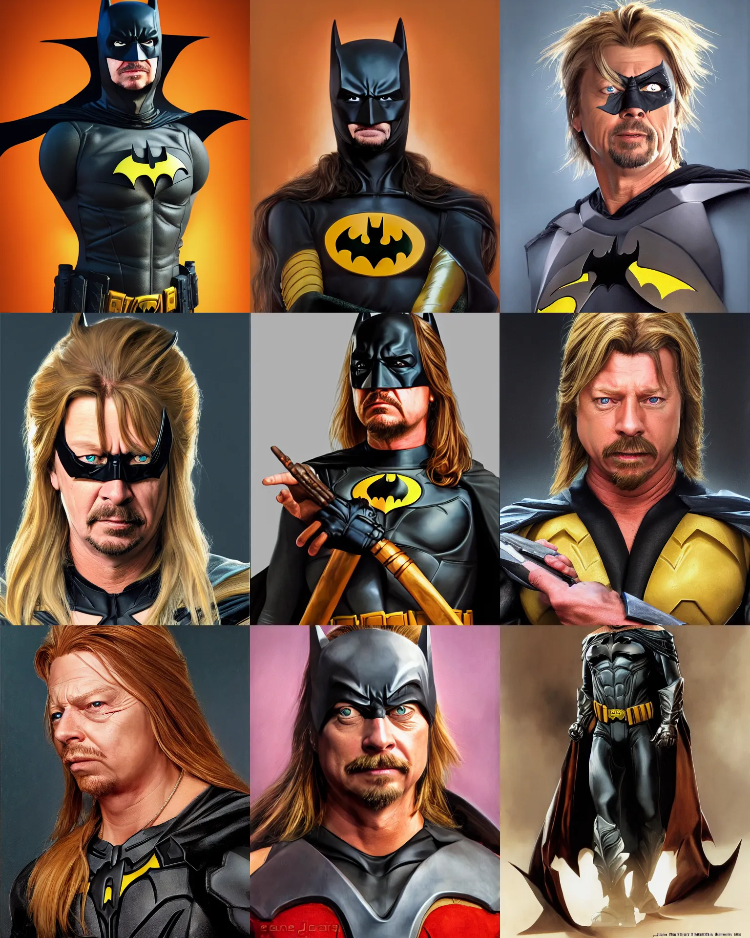 Prompt: Joe Dirt as Batman, David Spade, digital art, trending on artstation, oil on canvas by J. C. Leyendecker and Edmund Blair Leighton and Charlie Bowater, octane render, cinematic