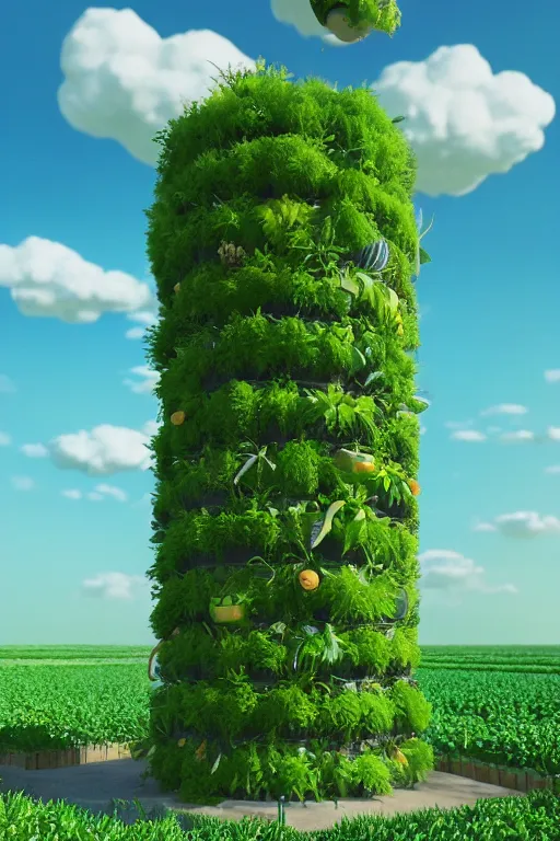 Prompt: vertical agriculture, solarpunk, studio ghibli, octane render, 4 k