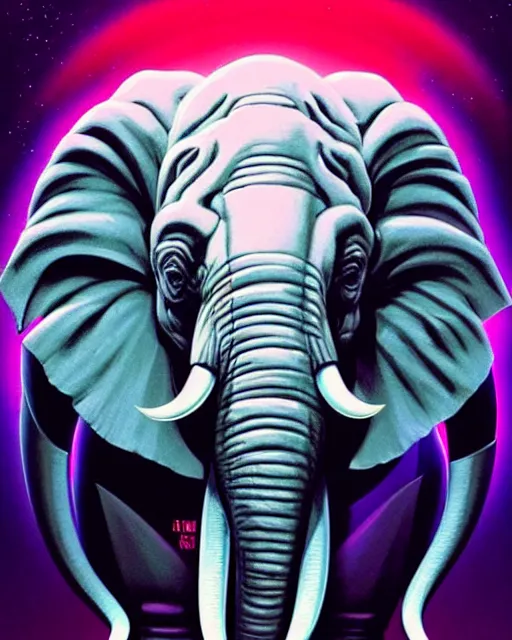 Prompt: a new logo for stillz music featuring an elephant with headphoes djing synthwave afrofuturism, dubstep character, detailed, intricate, hyperrealism, intense, scary, fierce, art by artgerm and greg rutkowski and rhads and anato finnstark