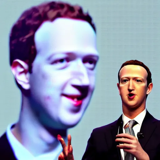 Image similar to mark zuckerburg glitching during press conference