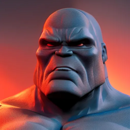 Prompt: hyperdetailed 3 d cartoon render of cartoon darkseid in a confident expressive pose, cartoon eyes, exaggerated facial features, cute cartoon style, white background, low angle shot, cinematic studio lighting, studio quality, octane render, unreal engine 5, trending on artstation, art by sebastian jm, 8 k