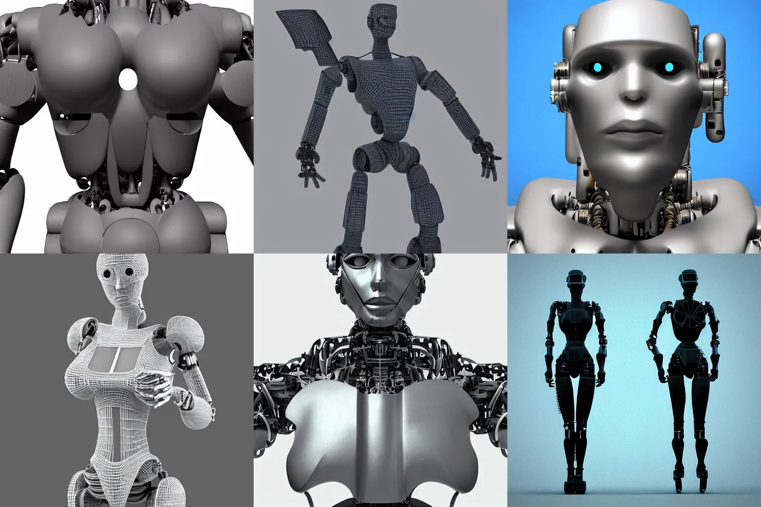 Prompt: a digital 3d sculpture of a cyborg robot, digital art