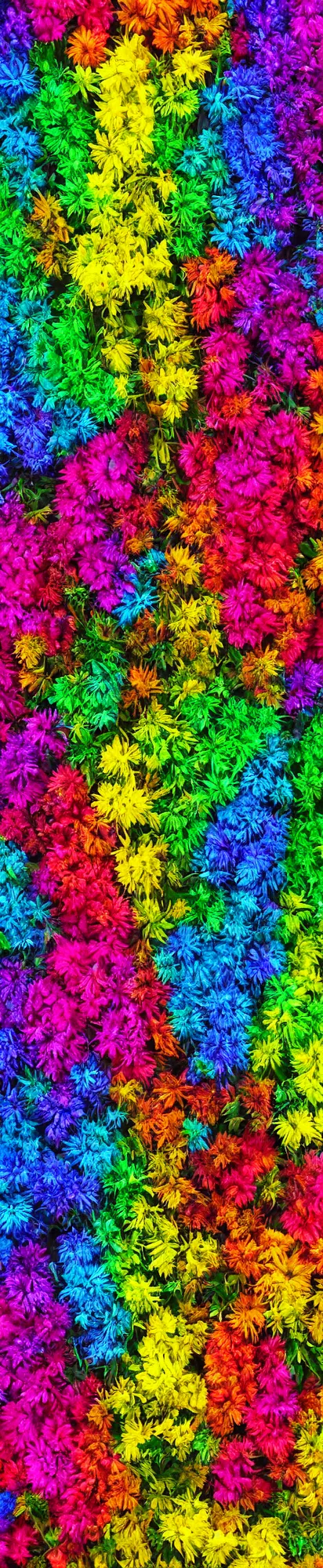 Prompt: vertical macro rainbow flowers