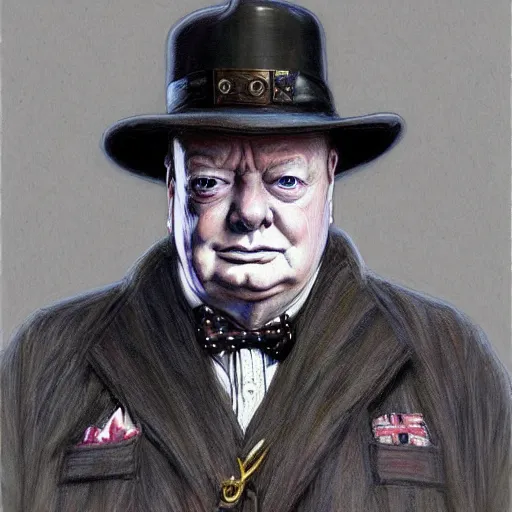 Prompt: Winston Churchill as a fantasy D&D character, portrait art by Donato Giancola and James Gurney, digital art, trending on artstation