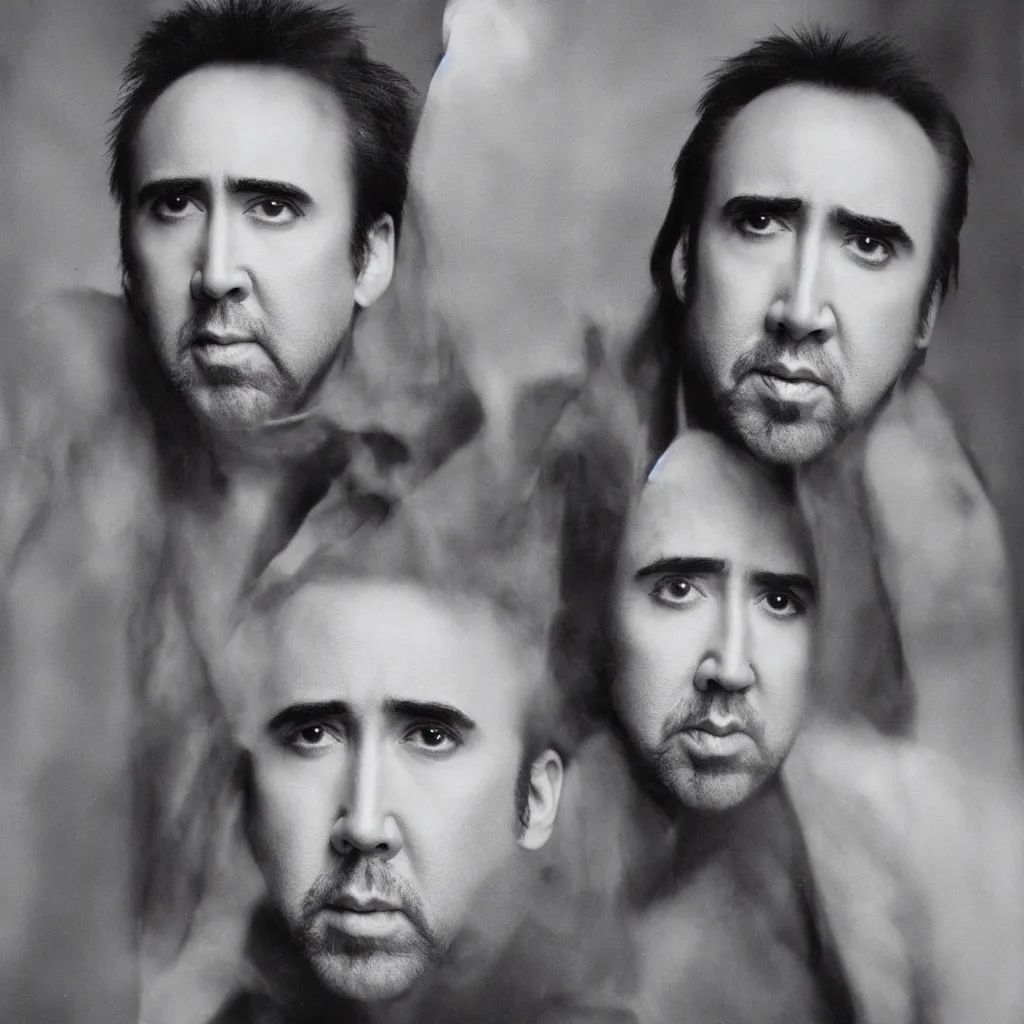 Prompt: nicolas cage headshot 1 9 9 9 photograph straight on