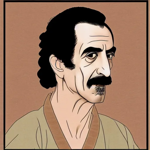 Image similar to frank zappa, digital art, utamaro kitagawa style