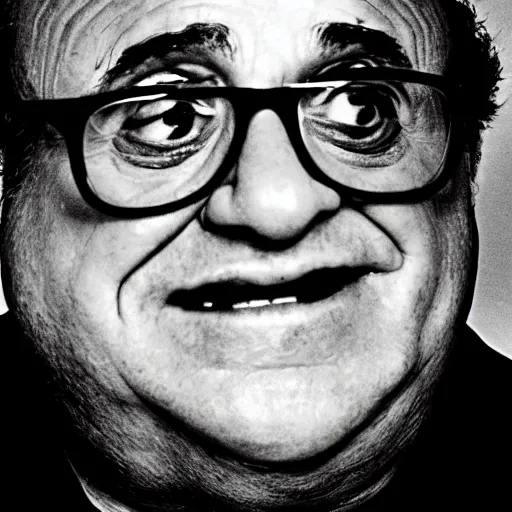 Prompt: danny devito staring at you from the other end of a dark corridor, the backrooms, kubric stare, scary, cinematic camera, hd