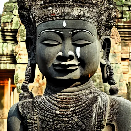 Prompt: angkor tom, asuras giant yaksha statues, epic, full body standing, photography hight quality, sharp, stones, award winning photography, canon, thierry rouzier