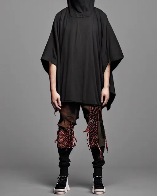 Image similar to Yeezy designed Kimono, model, studio photography, clothing drop, unreleased, Yzy, YZY GAP, Balenciaga, minimalist, dystopian feel