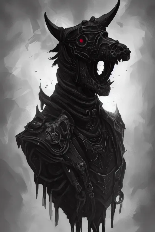 Prompt: a portrait of the horseman of the apocalypse, death, grim - lighting, high - contrast, intricate, elegant, highly detailed, digital painting, artstation, concept art, smooth, sharp focus, illustration