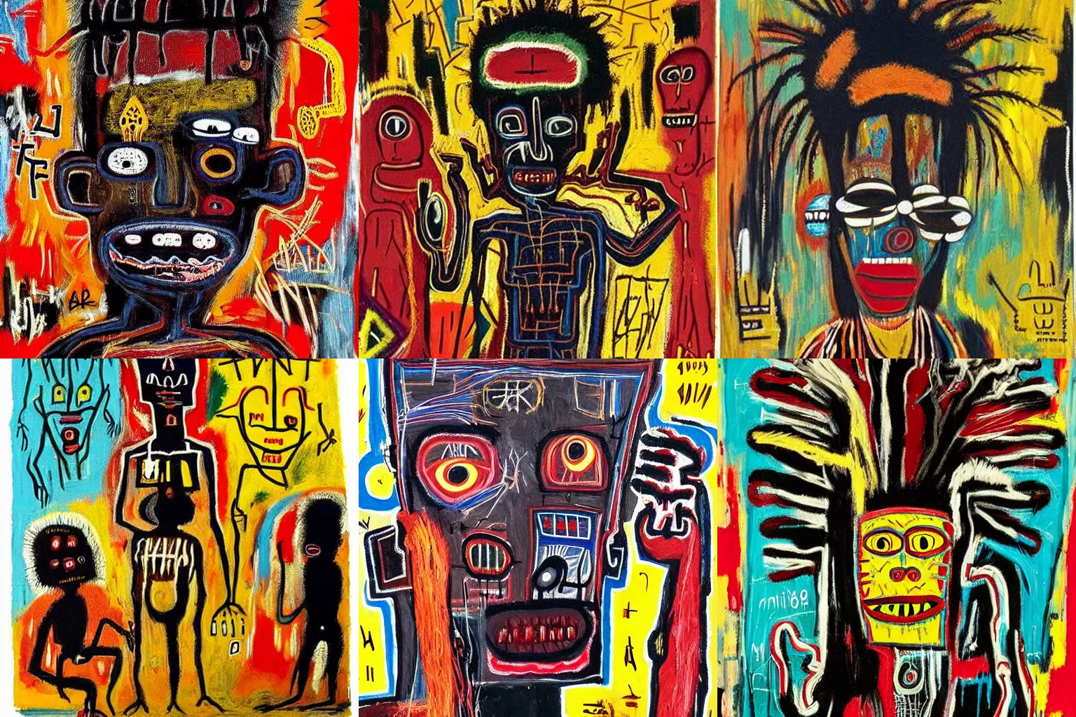 Image similar to extremely highly detailed African voodoo paintings by Jean-Michel Basquiat