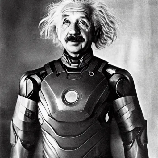 Image similar to Albert Einstein as Iron Man