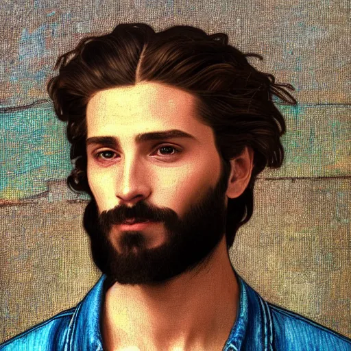 Prompt: an extremely detailed painting of a ridiculously good looking jesus that looks like a jewish gigachad hipster, wearing a jean jacket with the supreme logo and a beenie, carrying a skateboard shaped like a cross, waxed beard, very detailed, beautiful, intricate, cinematic, artstation, william bouguereau, alphonse mucha, greg rutkowski, rossdraws, octane render